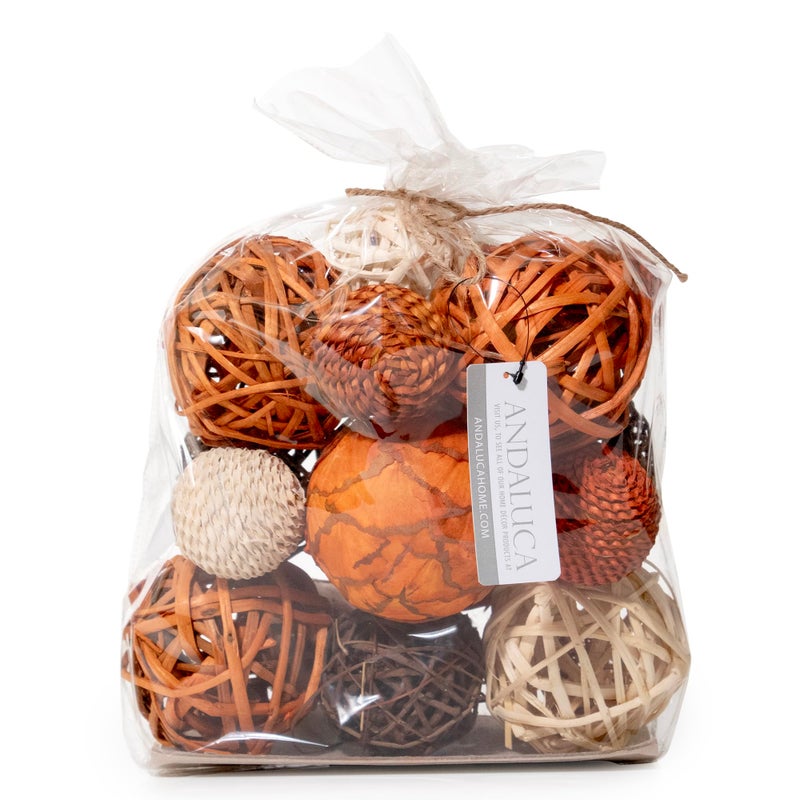 ANDALUCA Large Decorative Vase Filler Bag with Orbs, Balls (Burnt Orange) - Image 1